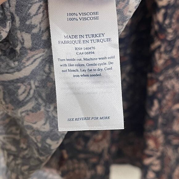 Faherty Portia Top Artisan Block Print Relaxed‎ Flowy Shirt s Size XL - Picture 9 of 9